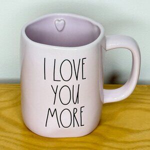 Rae Dunn By Magenta Pale Lavender Ceramic Mug “I Love You More” Large 22 Ounce